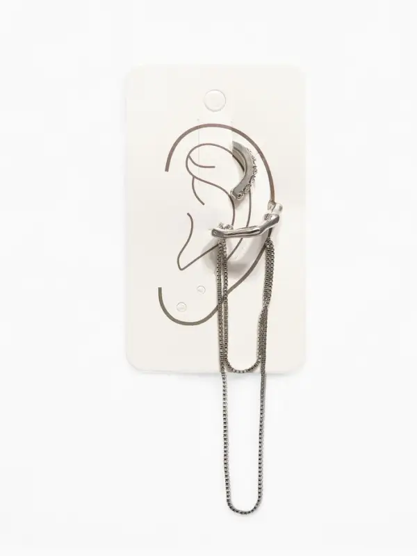 Серьги "Каффы" набор 2 шт., водопад и стразы, цвет серебро