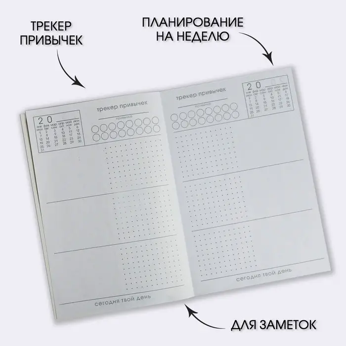 Планер-ежедневник в тонкой обложке с тиснением &laquo;Мечтай. Создавай. Действуй&raquo;, мрамор, А5, 80 листов