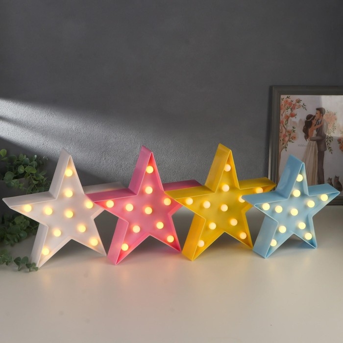 Ночник пластик от батареек 2АА Ночник пластик от батареек 2АА "Звезда" МИКС 24х23х5 см RISALUX