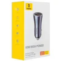 Переходник автомобильного зарядного устройства на USB + Type-C 60W CGJM000113 Baseus серый