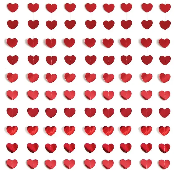 Гирлянда-подвеска "Сердце" красный, металлик, 200 см, 5 см*20 шт.
