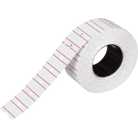 Этикет-лента 21,5х12 прямая белая с красной полосой, 1000шт/рул,10рул/уп