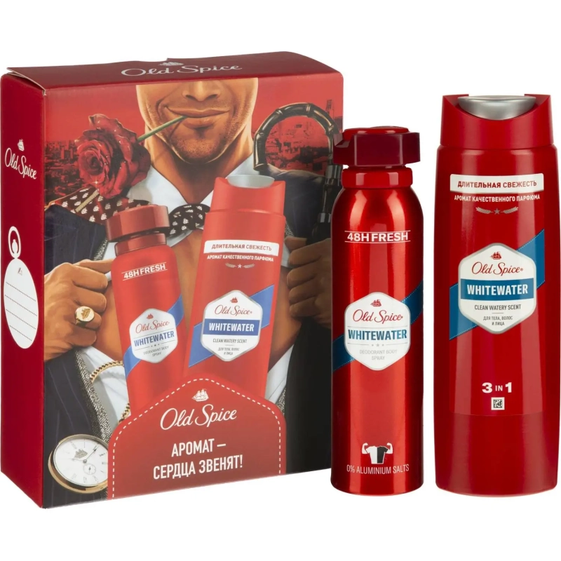 Подарочный набор Old Spice Whitewater Аэр дез150мл+Гель д/душ+шамп3в1 250мл
