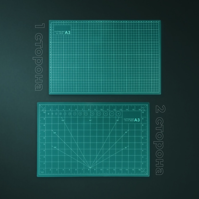 Мат для резки, трёхслойный, 45 × 30 см, А3, цвет зелёный Мат для резки, трёхслойный, 45 × 30 см, А3, цвет зелёный