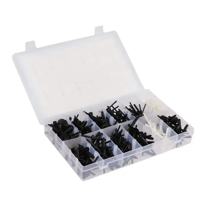 Клипсы и пистоны крепежные, 12 видов, набор 235 шт.