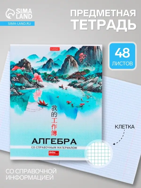 Предметная тетрадь по алгебре Hatber &laquo;Искусство Азии&raquo;, 48 листов, в клетку, со справочным материалом, пластиковая обложка с печатью