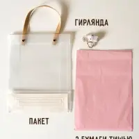 Пакеты подарочные с бумагой тишью и гирляндой, 20&times;8&times;25 см, 2 листа