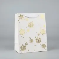 Пакет подарочный новогодний ламинированный &laquo;Снежинки&raquo;, MS 18&times;23&times;10 см