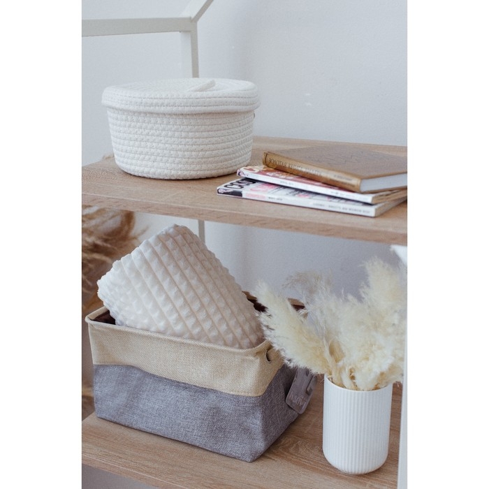 Короб для хранения вещей LaDо́m, 31.5×23×19 см, серо-бежевый Короб для хранения вещей LaDо́m, 31.5×23×19 см, серо-бежевый