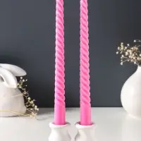 Набор свечей витых 25 см, 2 шт., 57 г, 5 ч, розовый