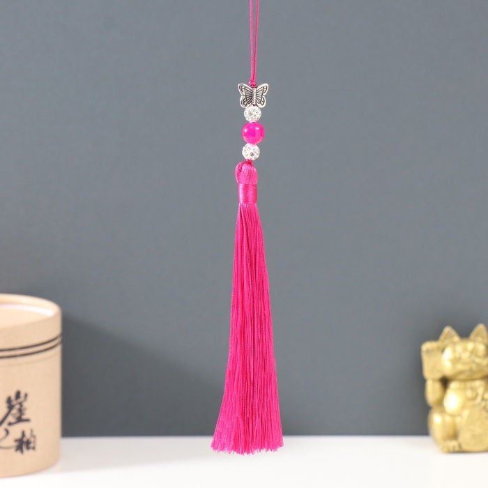 Подвеска текстиль, металл  Подвеска текстиль, металл "Бабочка" фуксия 1х1,2х16,5 см