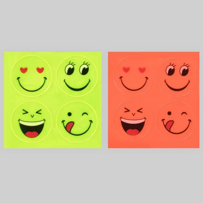 Светоотражающие наклейки &laquo;Смайлик&raquo;, d = 5 см, 4 шт на листе, цвет жёлтый
