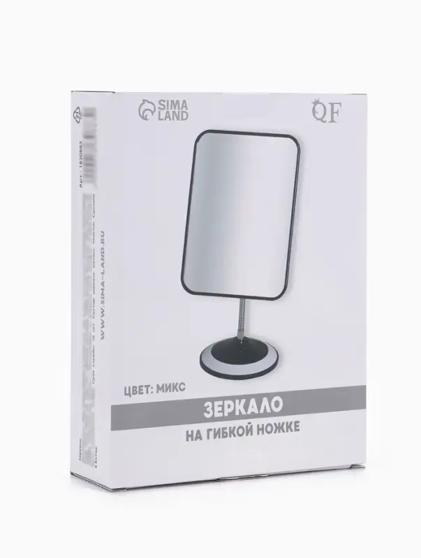 Зеркало настольное, прямоугольное, на гибкой ножке, 15&times;30 см, (14.5&times;19.5 см), МИКС