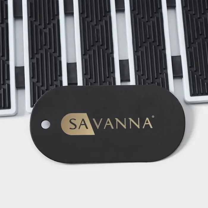 Коврик противоскользящий в ванну на присосках SAVANNA, 40×68 см, цвет чёрный Коврик противоскользящий в ванну на присосках SAVANNA, 40×68 см, цвет чёрный