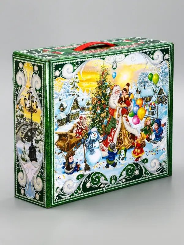 Подарочная новогодняя коробка &laquo;Чудо-тройка&raquo; в красном 29&times;9&times;25 см