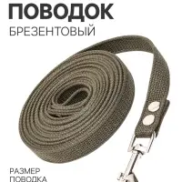 Брезентовый поводок, 5 м &times; 2 см, тёмно-зелёный