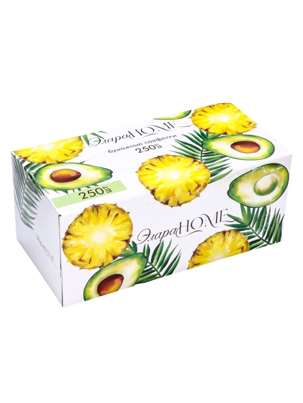 Салфетки бумажные в коробке Элара HOME "Тропический фестиваль", 250 шт.