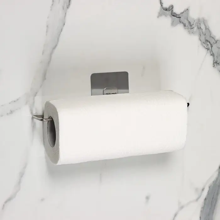 Держатель для бумажных полотенец настенный Доляна, 22.5&times;5&times;4 см, на липучке, хромированный