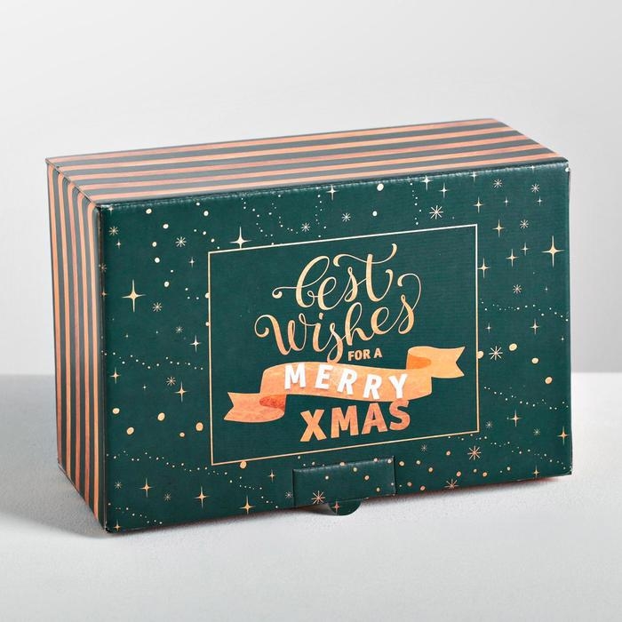 Коробка подарочная новогодняя складная «С наилучшими пожеланиями», 22 х 15 х 10 см, Новый год Коробка подарочная новогодняя складная «С наилучшими пожеланиями», 22 х 15 х 10 см, Новый год