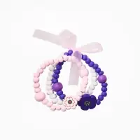 Набор детских браслетов 3шт. &laquo;Выбражулька&raquo; с бантом, цветок, d=6 см, бело-фиолетовый