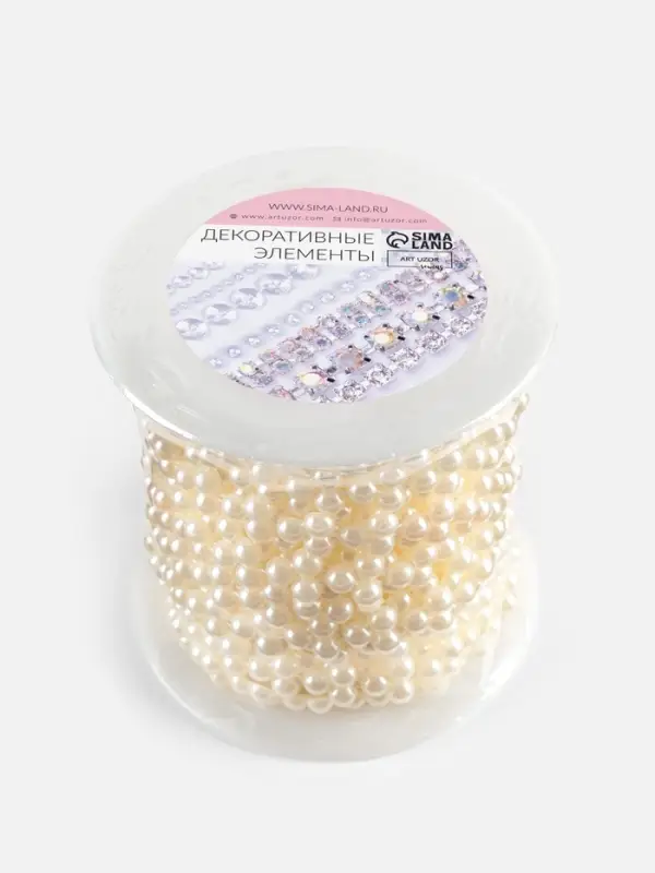 Жемчуг на нитях, плоский, 10 мм, 9&plusmn;1 м, белый