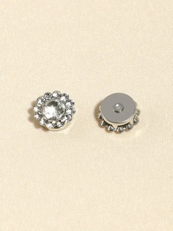 Набор кабошонов со стразами, пришивные, d=9.3 мм, 20 шт., цвет серебряный