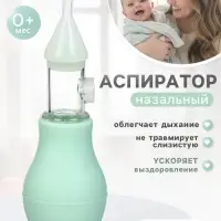 Аспиратор назальный Basic M&B, с колпачком, бирюзовый