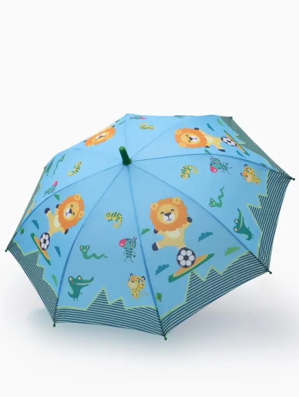 Зонт - трость детский &laquo;Животные&raquo;, полуавтоматический, R=43/50 см, d=86 см, голубой