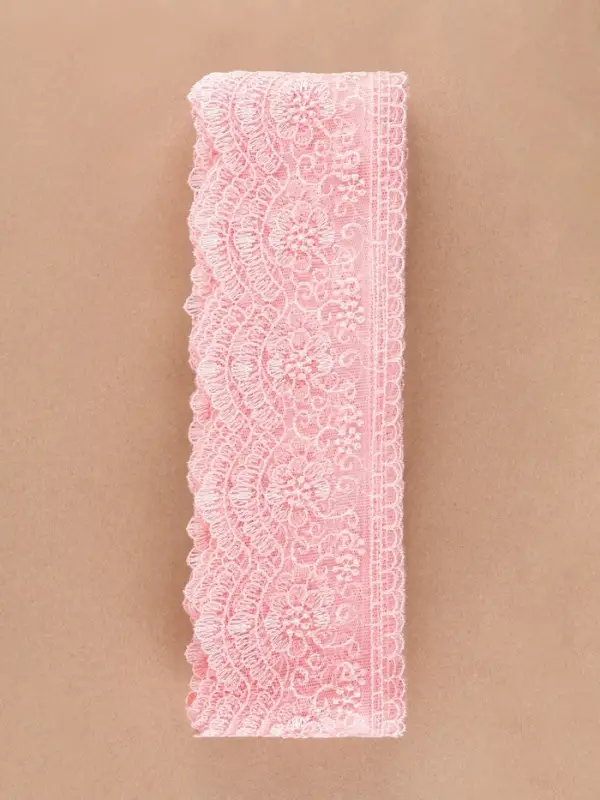 Кружево на сетке, 85 мм, 11&plusmn;1 м, нежно-розовое