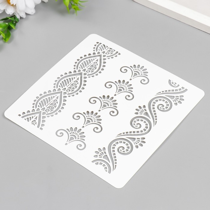 Трафарет пластиковый "Мехенди узоры" 15х15 см