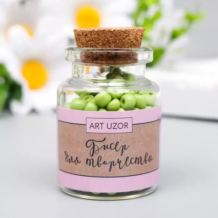 Бисер круглый 6/0 в бутылочке  Бисер круглый 6/0 в бутылочке "Фисташковый" 20 гр