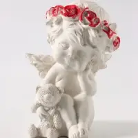 Фигурка гипс &laquo;Ангел с мишкой большой&raquo;, 13&times;8&times;7 см, перламутр