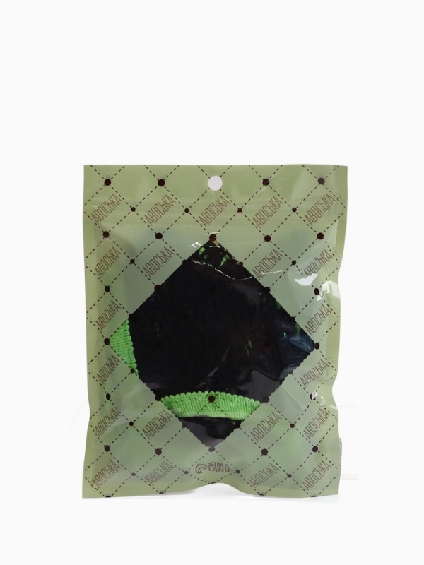 Авоська, 41 х 27 см, ручка 17 см, клетка 1.5 см, черная с зеленой ручкой Авоська, 41 х 27 см, ручка 17 см, клетка 1.5 см, черная с зеленой ручкой