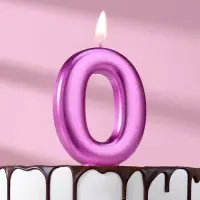 Свеча для торта «Европейская ГИГАНТ», цифра 0, 7 см, фиолетовый металлик