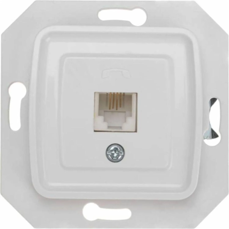 Розетка KRANZ KR-78-0222 DEA телефонная RJ11 с/у мех. Бел (1/10/120)