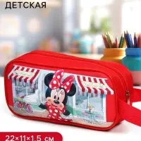 Косметичка детская на молнии, 22&times;11&times;1.5 см, для девочки, косметичка, Минни Маус