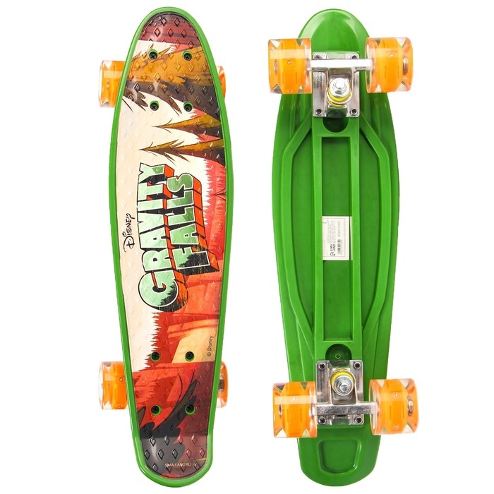 Пенниборд Gravity Falls 56 х 16 см, колёса световые PU 60х45 мм, ABEC 7, цвет зелёный Пенниборд Gravity Falls 56 х 16 см, колёса световые PU 60х45 мм, ABEC 7, цвет зелёный