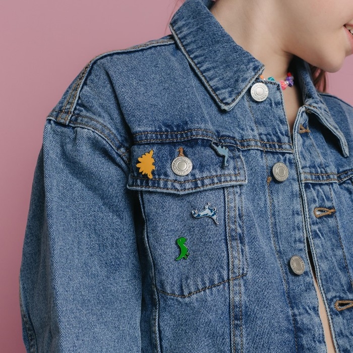 Набор значков (4 шт.) «Динозавры», форма МИКС, цветной в сером металле Набор значков (4 шт.) «Динозавры», форма МИКС, цветной в сером металле