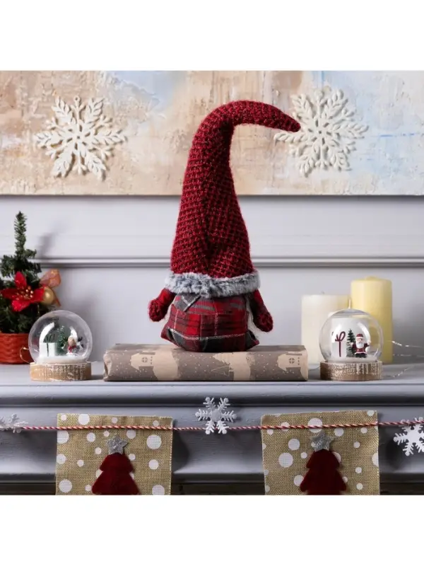 Светодиодная фигура &laquo;Гном в красном колпаке&raquo; 13&times;58&times;8 см, текстиль, от батареек AG10&times;3, свечение тёплое белое