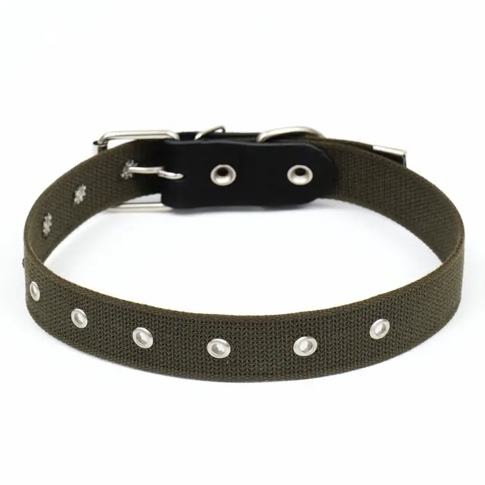 Ошейник брезентовый однослойный, безразмерный, 72&times;3.5 см, ОШ 45-60 см, хаки
