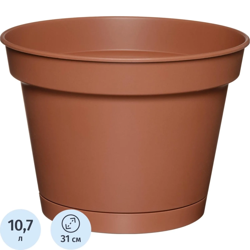 Горшок д/цветов Mint D310мм, 10,7л с поддоном (терракотовый), 221612232