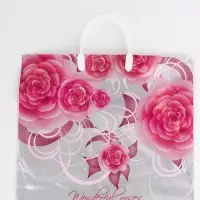 Пакет "Роза на серебре, полиэтиленовый, пластиковая ручка 37х35 см 90 мкм Пакет "Роза на серебре, полиэтиленовый, пластиковая ручка 37х35 см 90 мкм