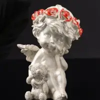 Фигурка гипс &laquo;Ангел с мишкой большой&raquo;, 13&times;8&times;7 см, перламутр