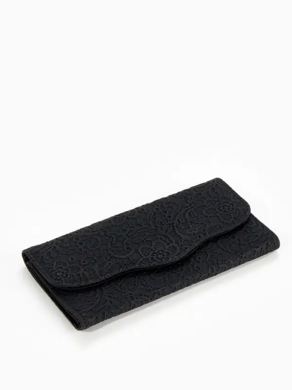 Кошелёк женский на магните, 19.5&times;2.5&times;9 см, с цветочным узором, чёрный