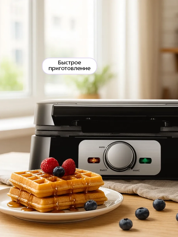 Вафельница для бельгийских вафель КТ-4687- 1200 Вт Вафельница для бельгийских вафель КТ-4687- 1200 Вт