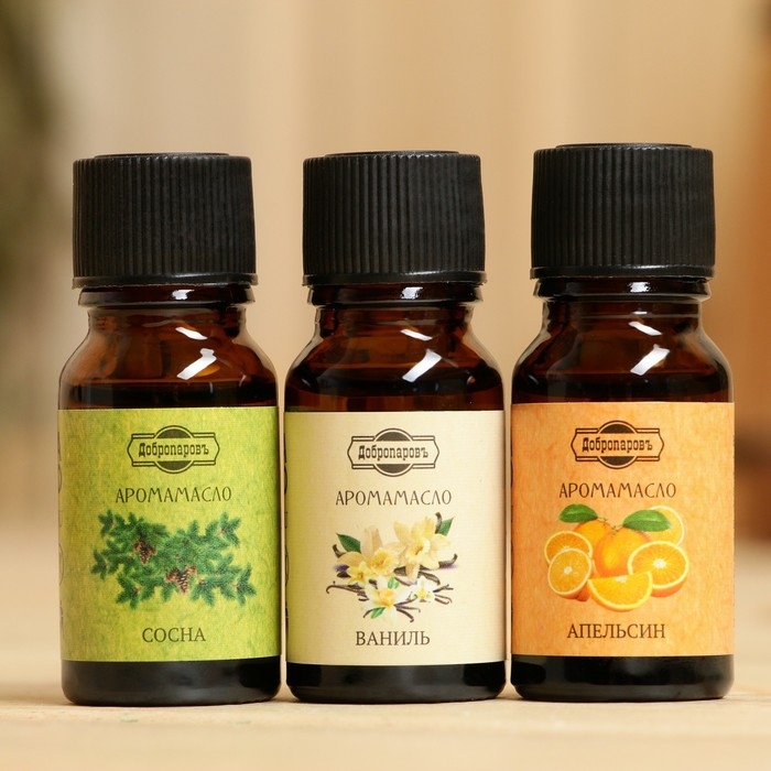 Набор эфирных масел по 10 мл Добропаровъ, микс ароматов: Ваниль, Апельсин, Сосна Набор эфирных масел по 10 мл Добропаровъ, микс ароматов: Ваниль, Апельсин, Сосна