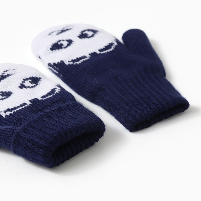 Варежки двойные детские  Варежки двойные детские "Мишка", цвет т.синий, р-р 10