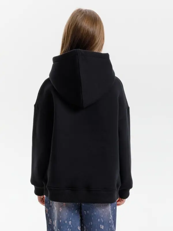 Худи детское оверсайз Junipero, черное, 6 лет Худи детское оверсайз Junipero, черное, 6 лет