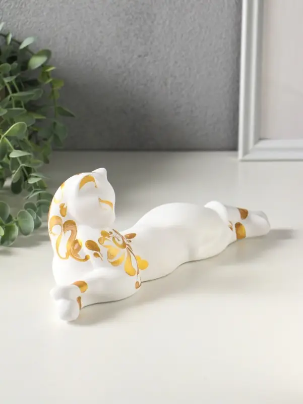 Фигура керамика &laquo;Кошка Багира лежит&raquo;, 26 см, белый