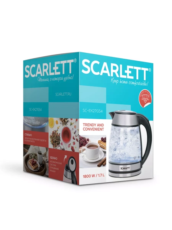 Чайник электрический стеклянный с подсветкой SC-EK27G54 Чайник электрический стеклянный с подсветкой SC-EK27G54